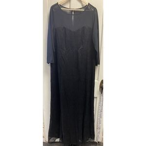 NWT Torrid Size 16 Black Mesh Lace Gown Mermaid Dress Long Sleeve
